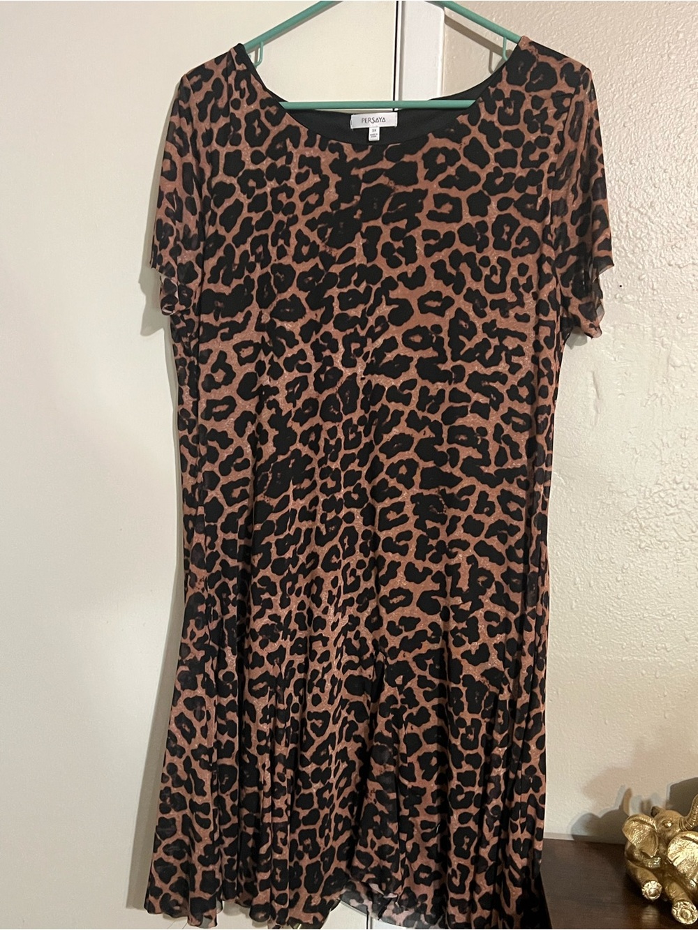 Persaya Brown and Black Leopard Midi Dress
